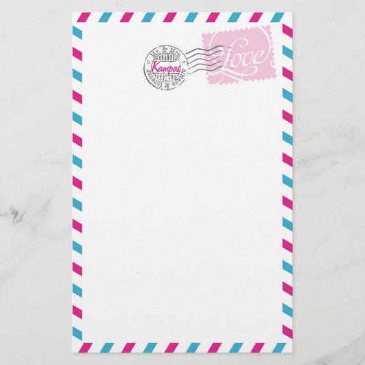 郵便事業回収文房具ピンクアクア 便箋 (正面)