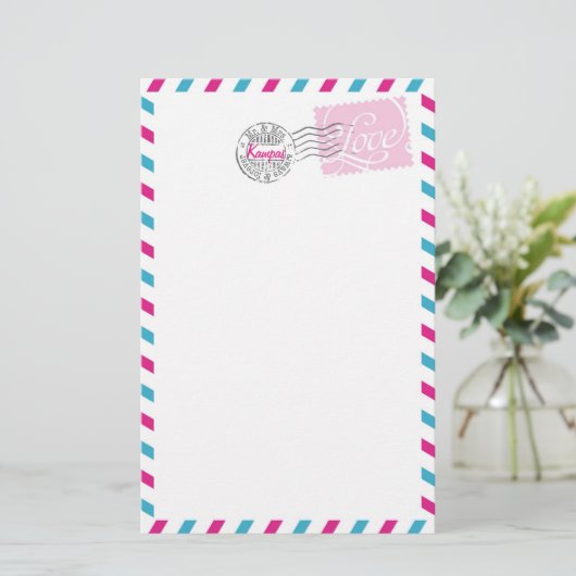 郵便事業回収文房具ピンクアクア 便箋 (スタンド正面)
