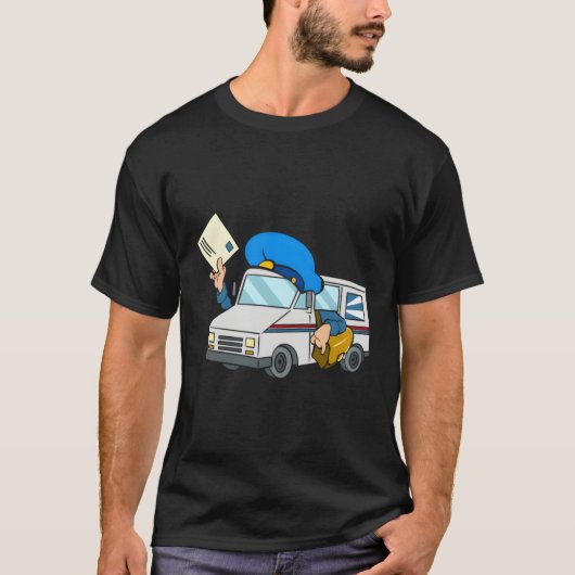 郵便事業用トラックイラストレーション郵便運送業者M Tシャツ (正面)
