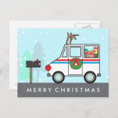 郵便人か女性Christmas Holiday Thank シーズンポストカード (正面/裏面)