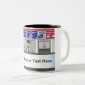 郵便会パーソナライズされた員 – 男性の漫画 ツートーンマグカップ (正面右)