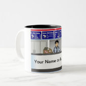 郵便会パーソナライズされた員 – 男性の漫画 ツートーンマグカップ (正面左)