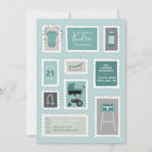 郵便切手とベビー物シャワー招待状 招待状 (正面)