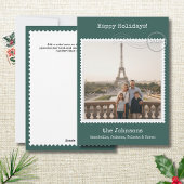 郵便切手スクエアフォトグリーンホリデーカード シーズンカード