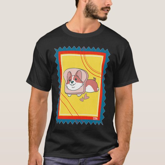 郵便切手トースト犬コーギー Tシャツ (正面)