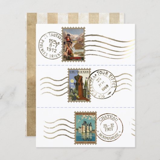 郵便切手フェイクヴィンテージフランスのジャンクジャーナル (正面/裏面)