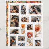 郵便切手フェイク付き/マスタング馬秋花模様 (正面/裏面)