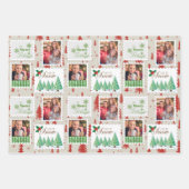 郵便切手写真とクリスマスツリーのドードル ラッピングペーパーシート (正面)