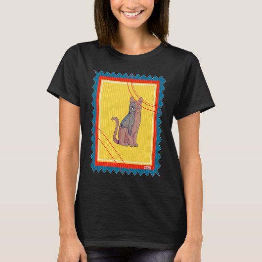 郵便切手宇宙猫エイリアン Tシャツ (正面)