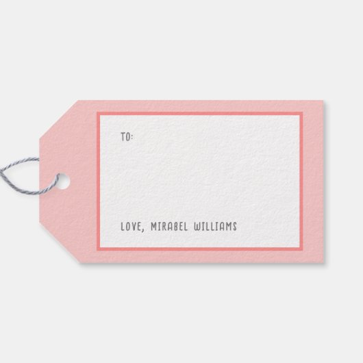 郵便切手赤いハート付き封筒 ギフトタグ (裏面横)