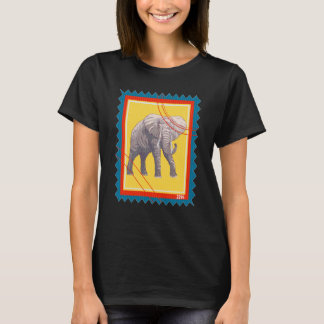 郵便切手野生動物写実象 Tシャツ