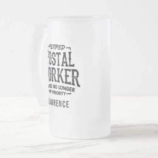 郵便労おもしろい退職した働者の個人名 フロストグラスビールジョッキ (正面左)