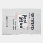 郵便労パーソナライズされた働者退職郵便配達人 キッチンタオル (横)