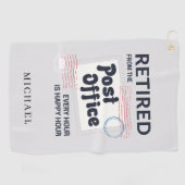 郵便労パーソナライズされた働者退職郵便配達人 ゴルフタオル (横)