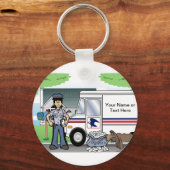 郵便労パーソナライズされた働者 – 女性漫画 キーホルダー (正面)