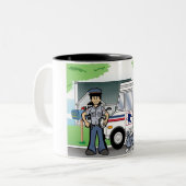 郵便労パーソナライズされた働者 – 女性漫画 ツートーンマグカップ (正面左)