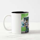 郵便労パーソナライズされた働者 – 女性漫画 ツートーンマグカップ (左)