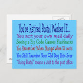 郵便労退職した働者ことわざTシャツとギフト ポストカード (正面/裏面)