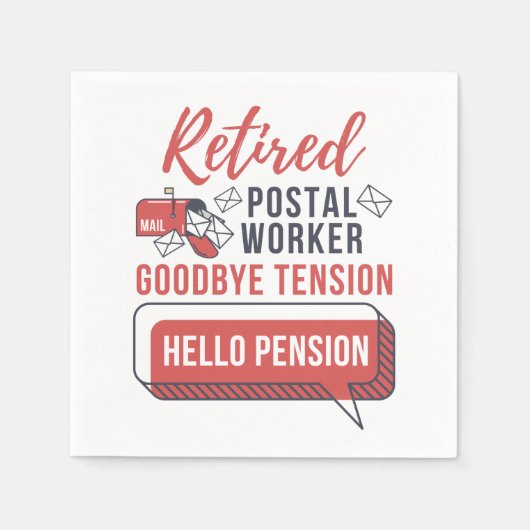 郵便労退職した働者のおもしろい退職 スタンダードカクテルナプキン (正面)