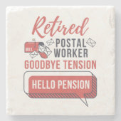 郵便労退職した働者のおもしろい退職 ストーンコースター (正面)