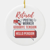 郵便労退職した働者のおもしろい退職 セラミックオーナメント (裏面)