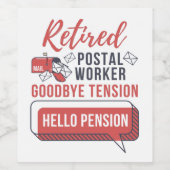 郵便労退職した働者のおもしろい退職 ワインラベル (シングルラベル)