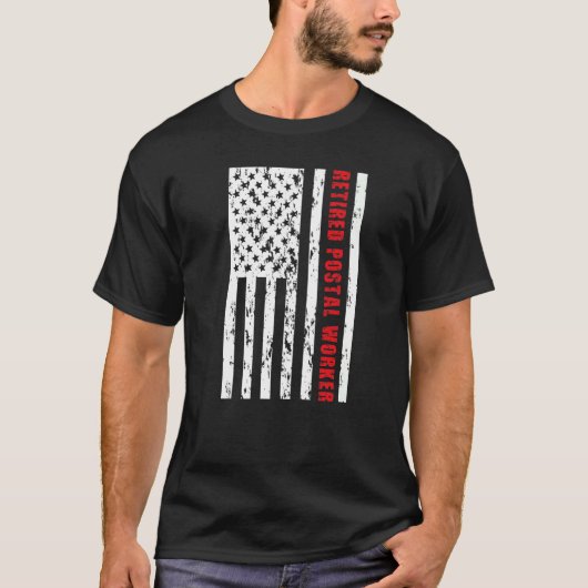 郵便労退職した働者の米国国旗の郵便配達員の退職 Tシャツ (正面)