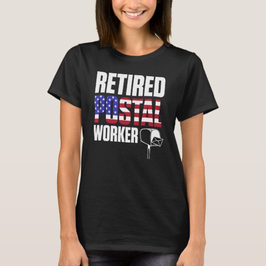 郵便労退職した働者の米国国旗の郵便配達員の退職 Tシャツ (正面)