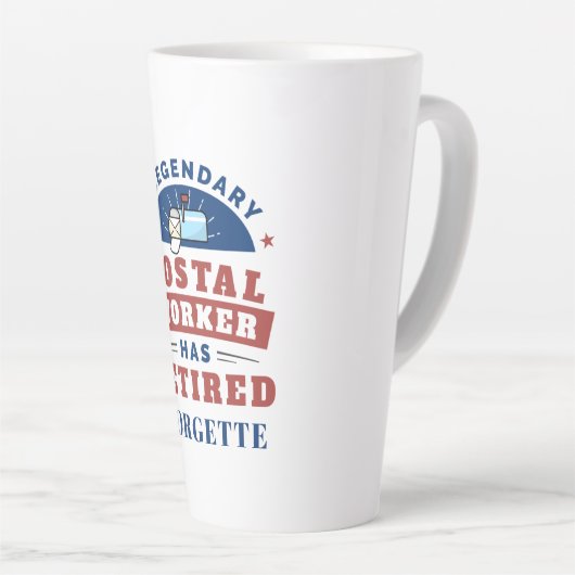 郵便労退職した働者の退職おもしろい カフェラテマグ (右アングル)