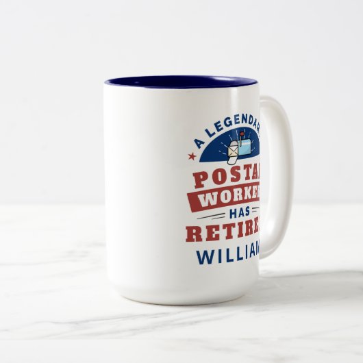 郵便労退職した働者の退職おもしろい ツートーンマグカップ (正面右)