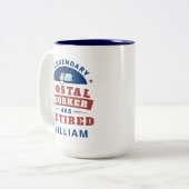 郵便労退職した働者の退職おもしろい ツートーンマグカップ (正面左)