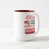 郵便労退職した働者メールマン退職おもしろいGag ツートーンマグカップ (正面右)