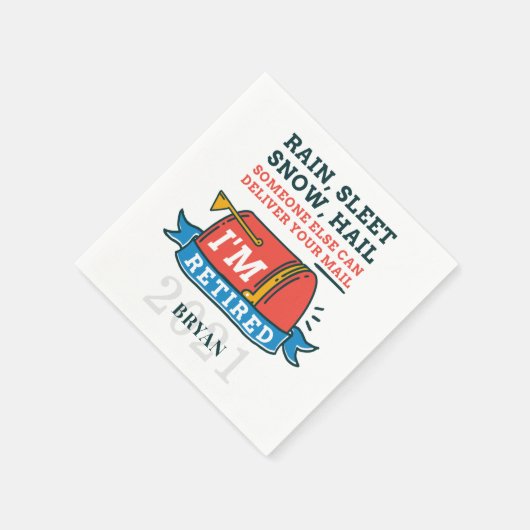 郵便労退職した働者メールマン退職カスタム スタンダードカクテルナプキン (角)