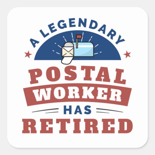 郵便労退職した働者メールマン退職記念 スクエアシール (正面)