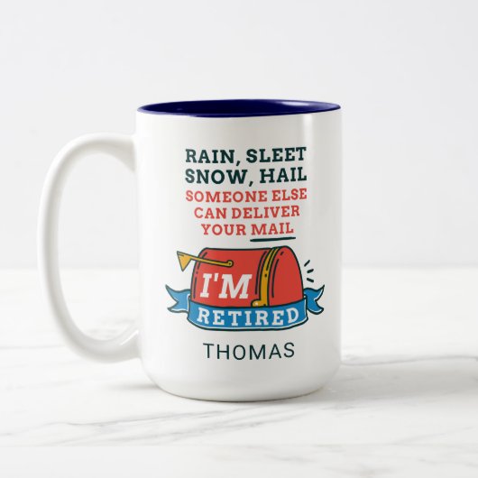 郵便労退職した働者退職パーティー ツートーンマグカップ (左)