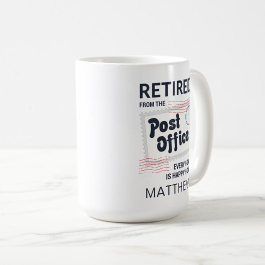 郵便労退職した働者郵便パーソナライズされた係 コーヒーマグカップ (正面右)