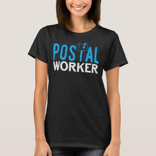 郵便勤務者レタリング郵便配達人郵便運送業者 Tシャツ (正面)