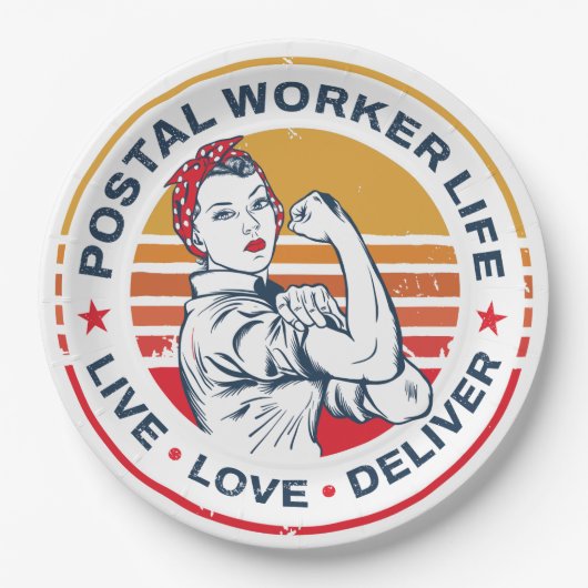 郵便勤務者誕生日郵便局同僚 ペーパープレート (正面)
