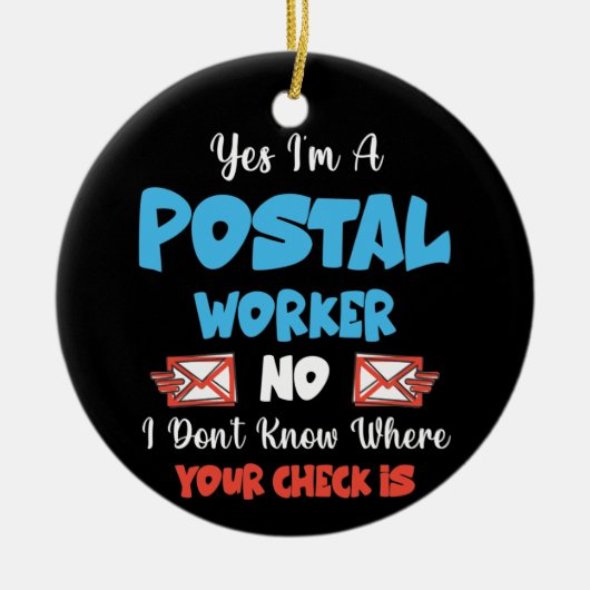 郵便勤務者郵便配達人郵便局 セラミックオーナメント (正面)
