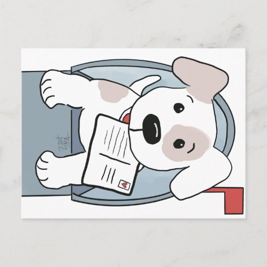 郵便受けポストカードの子犬 シーズンポストカード (正面)