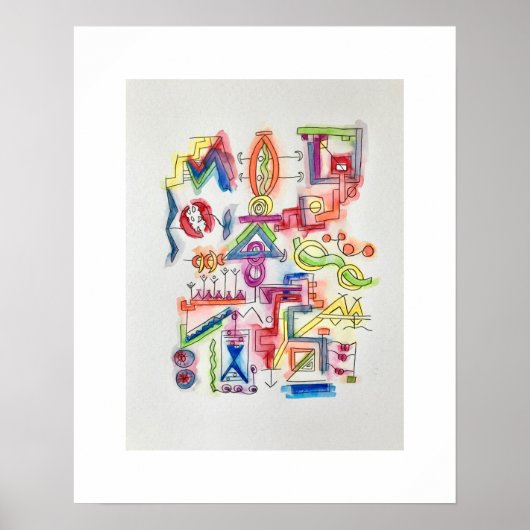 郵便受け抽象芸術の水彩画への旅 ポスター (正面)