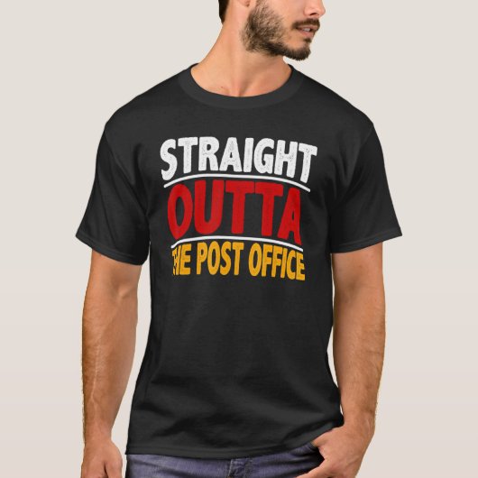 郵便局の郵便局員の郵便配達をまっすぐ出る Tシャツ (正面)