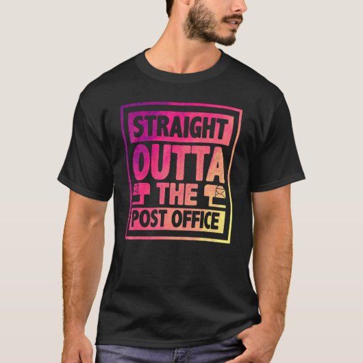 郵便局の郵便局員の郵便配達をまっすぐ出る Tシャツ (正面)