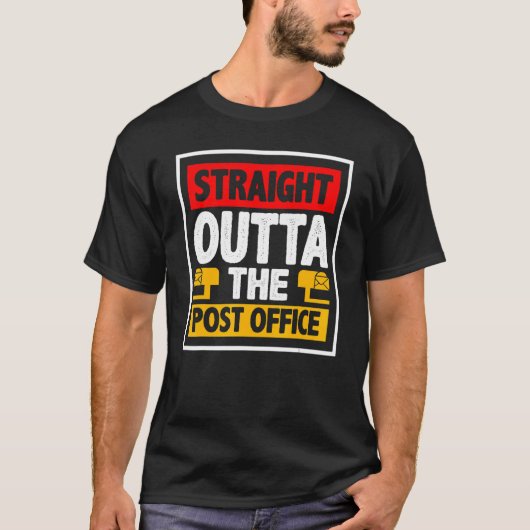 郵便局の郵便局員の郵便配達をまっすぐ出る Tシャツ (正面)