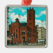 郵便局を見るK Stからの東の眺め メタルオーナメント (正面)