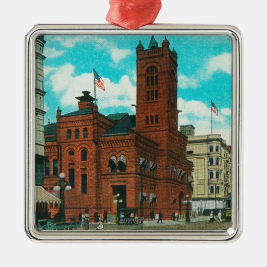 郵便局を見るK Stからの東の眺め メタルオーナメント (正面)