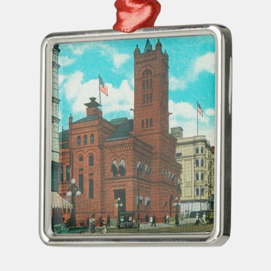 郵便局を見るK Stからの東の眺め メタルオーナメント (左)