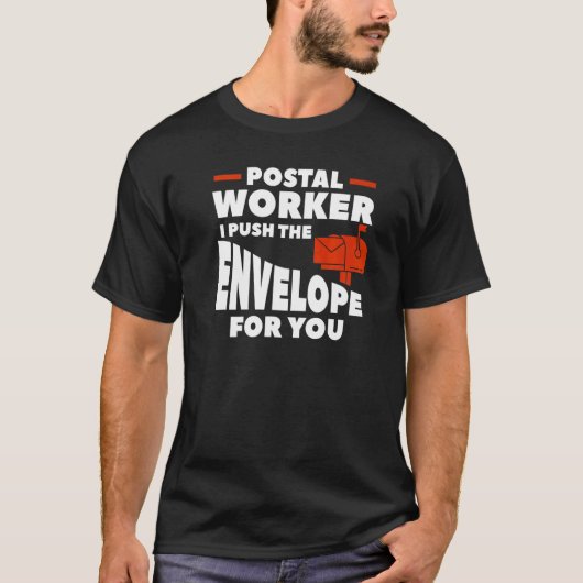 郵便局員に封筒を押して上げる Tシャツ (正面)