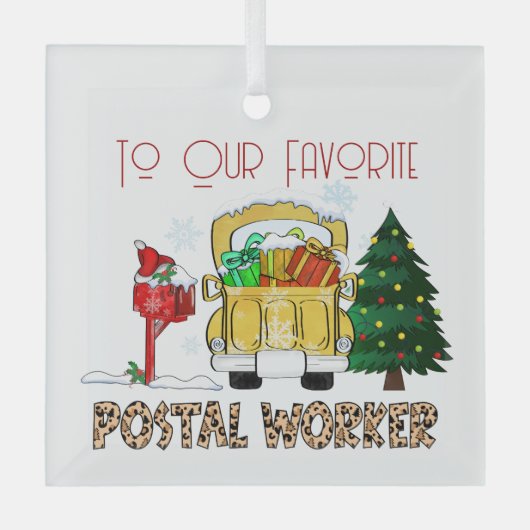 郵便局員のお気に入りのクリスマスに ガラスオーナメント (正面)