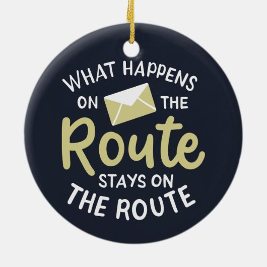 郵便局員のクリスマスのルートで何が起こるか セラミックオーナメント (裏面)